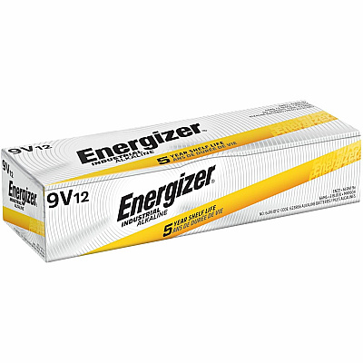 Energizer Industrial 9V Batteries, 9 Volt Energizer Industrial Alkaline Batteries, 1 Pack (EVEEN22)