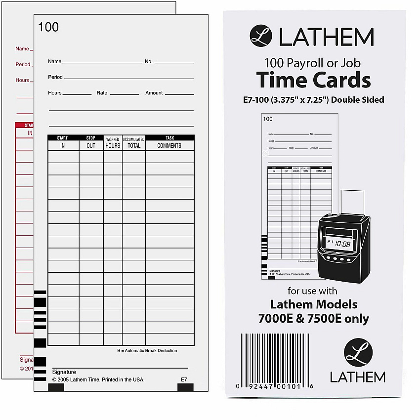Lathem 7000E Double-Sided Time Cards (LTHE7100)