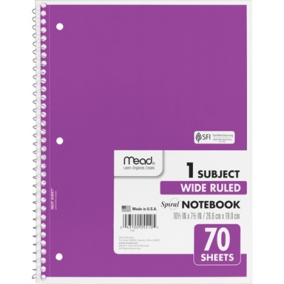 Mead Spiral Bound Wide Ruled Notebooks (05510)