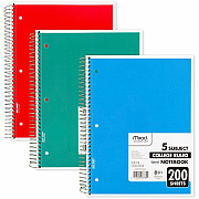 Mead 5-Subject Wire-bound Notebook - Letter-size (MEA06780)