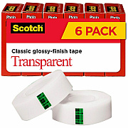 Scotch Transparent Tape - 3/4"W (MMM600K6)