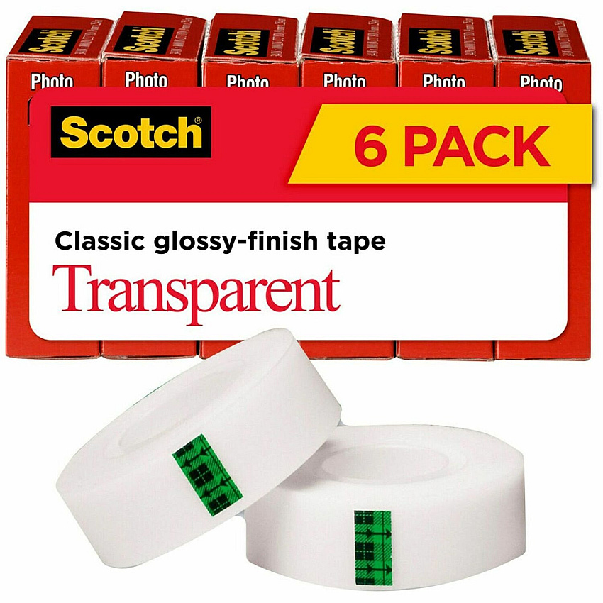 Scotch Transparent Tape - 3/4"W (MMM600K6)