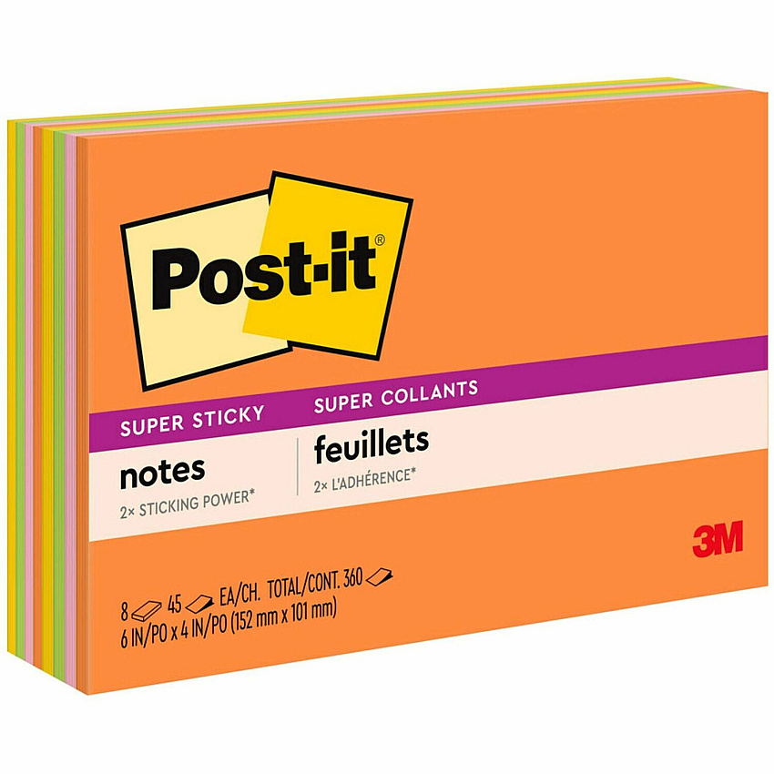 Post-it Super Stick Notes - Energy Boost Color Collection (MMM6445SSP)