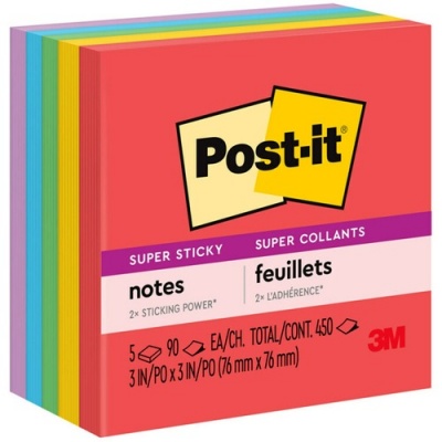 Post-it Super Sticky Notes - Playful Primaries Color Collection (6545SSAN)