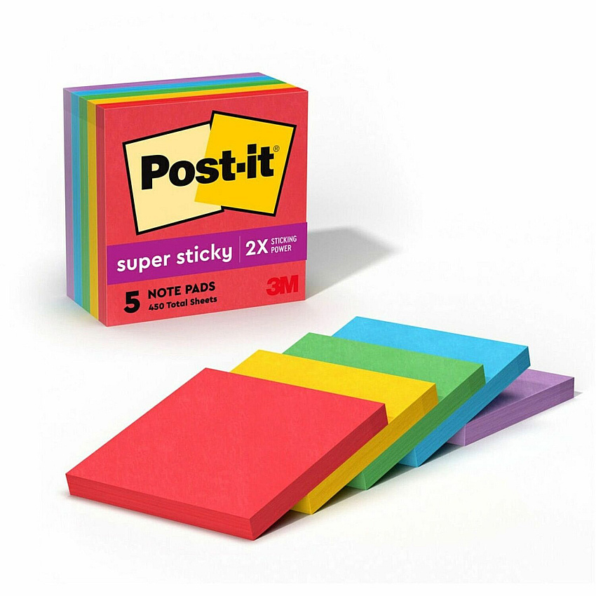 Post-it Super Sticky Notes - Playful Primaries Color Collection (MMM6545SSAN)
