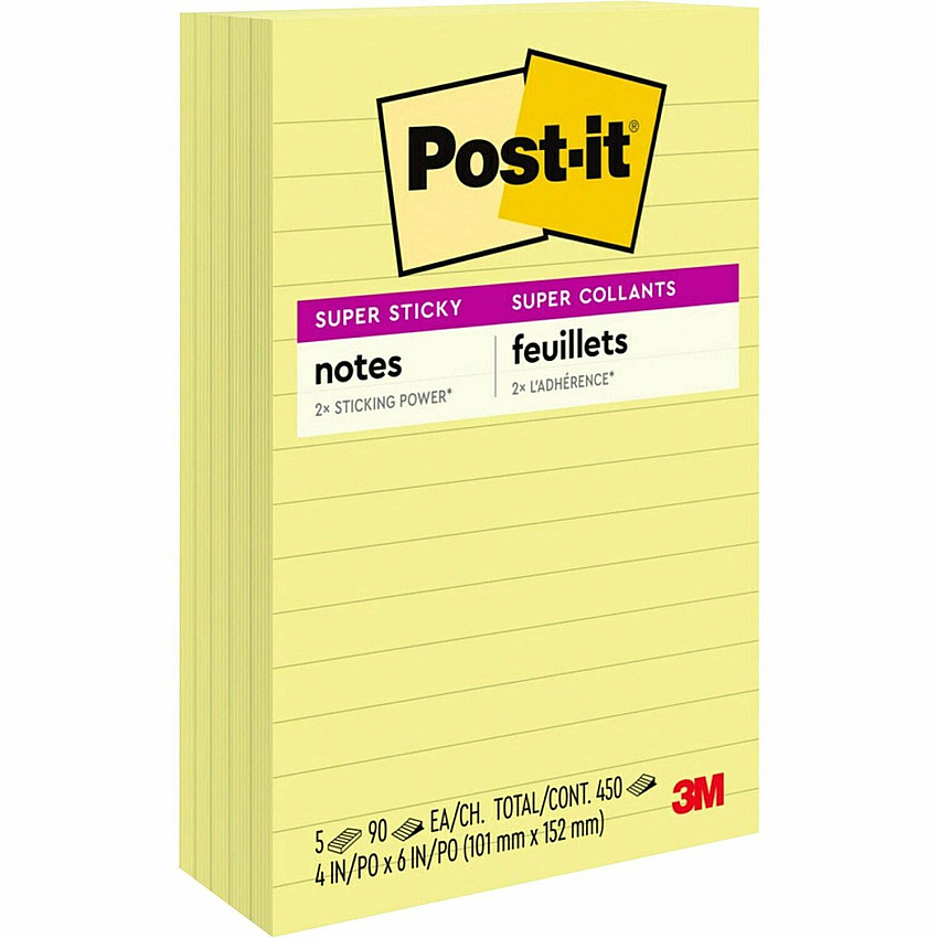 Post-it Super Sticky Lined Notes (MMM6605SSCY)