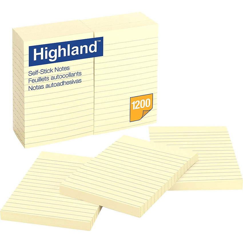 Highland Self-sticking Lined Notepads (MMM6609YW)