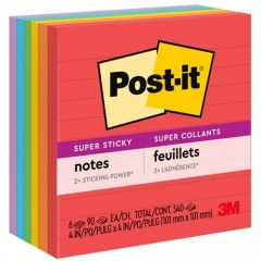 Post-it Super Sticky Lined Notes - Playful Primaries Color Collection (6756SSAN)