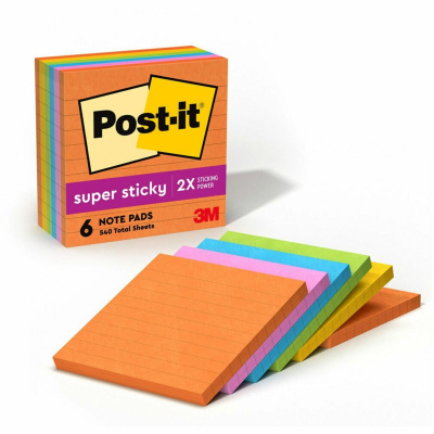 Post-it Super Sticky Lined Notes - Energy Boost Color Collection (6756SSUC)