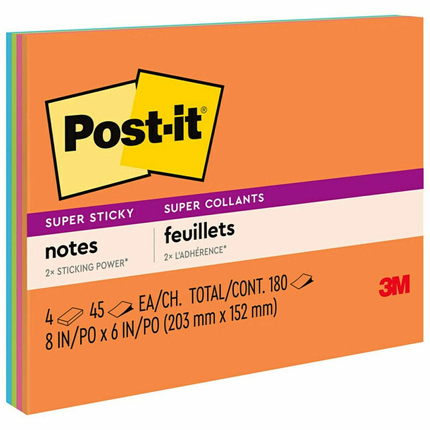 Post-it Super Sticky Notes - Energy Boost Color Collection (MMM6845SSP)