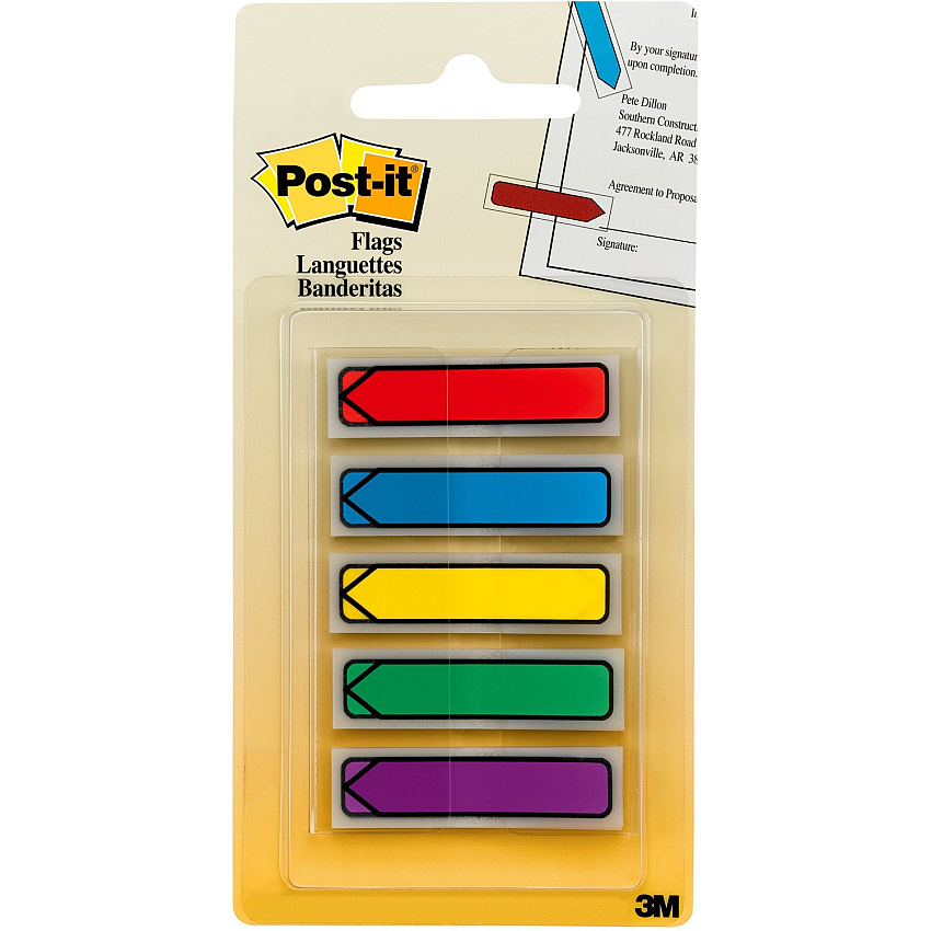 Post-it Arrow Flags in On-the-Go Dispenser - Bright Colors (MMM684ARR1)