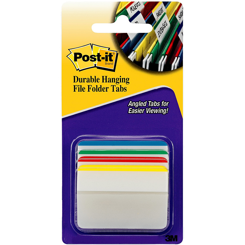 Post-it Tabs, 2" Angled Lined, Assorted Primary Colors (MMM686A1)