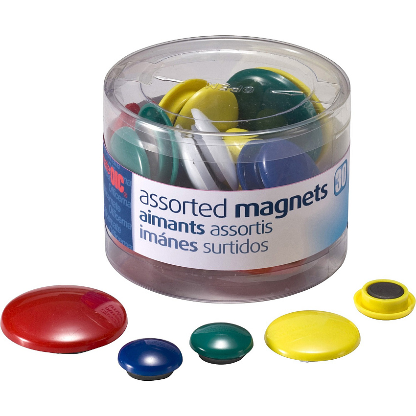 Officemate Round Handy Magnets, 30/Tub (OIC92500)