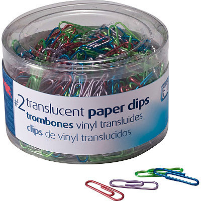 Officemate Translucent #2 Vinyl Paper Clips (OIC97211)