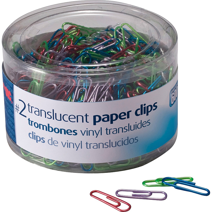 Officemate Translucent #2 Vinyl Paper Clips (OIC97211)