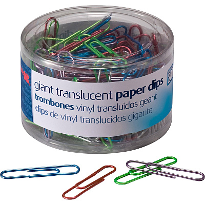 Officemate Giant Translucent Vinyl Paper Clips (OIC97212)