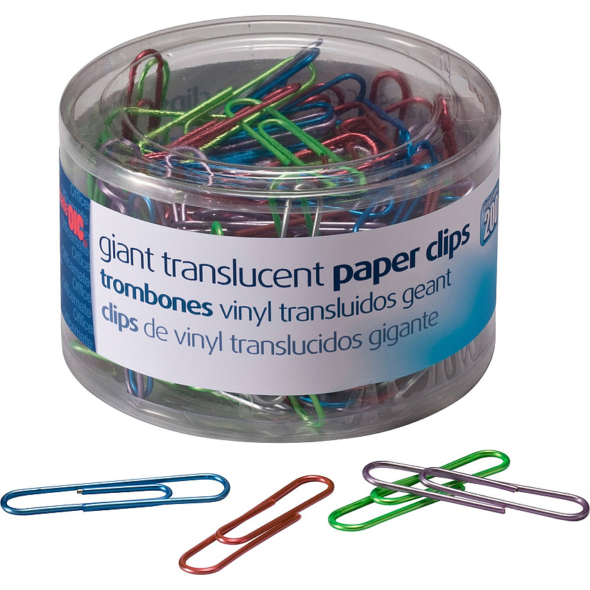Officemate Giant Translucent Vinyl Paper Clips (OIC97212)