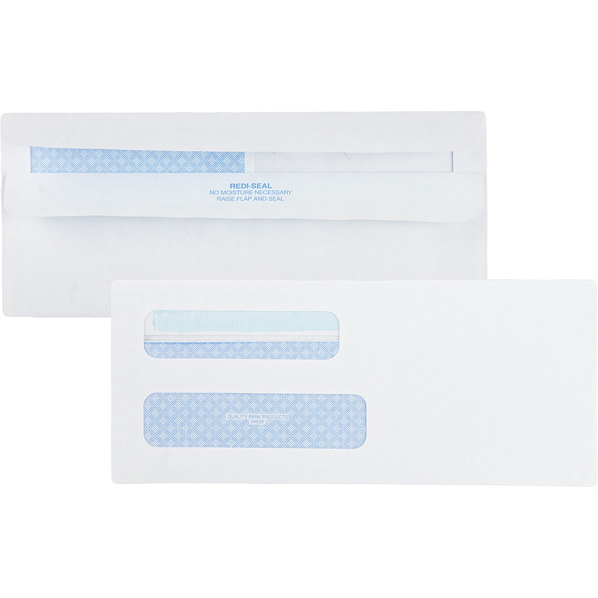 Quality Park No. 8-5/8 Double Window Security Tint Envelopes with Redi-Seal Self-Seal (QUA24539)