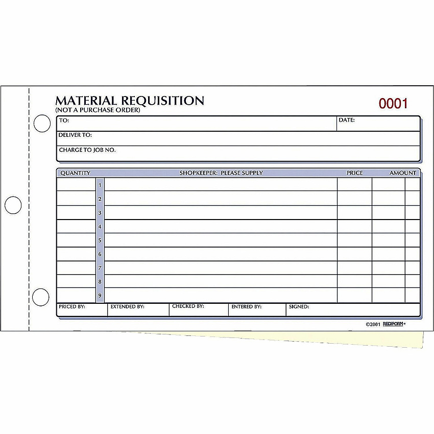 Rediform Material Requisition Purchasing Forms (RED1L114)