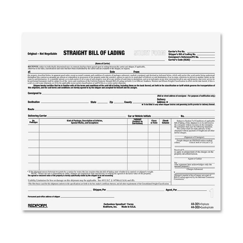 Rediform Snap-A-Way Bill of Lading Forms (RED44301)