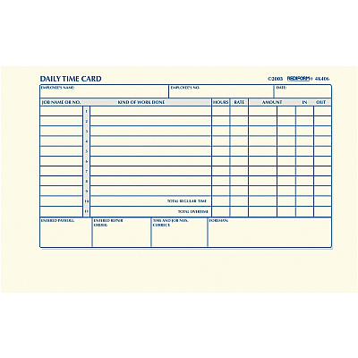 Rediform Daily Time Clock Cards (RED4K406)
