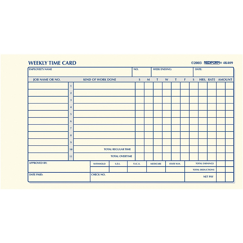 Rediform Weekly Time Cards (RED4K409)