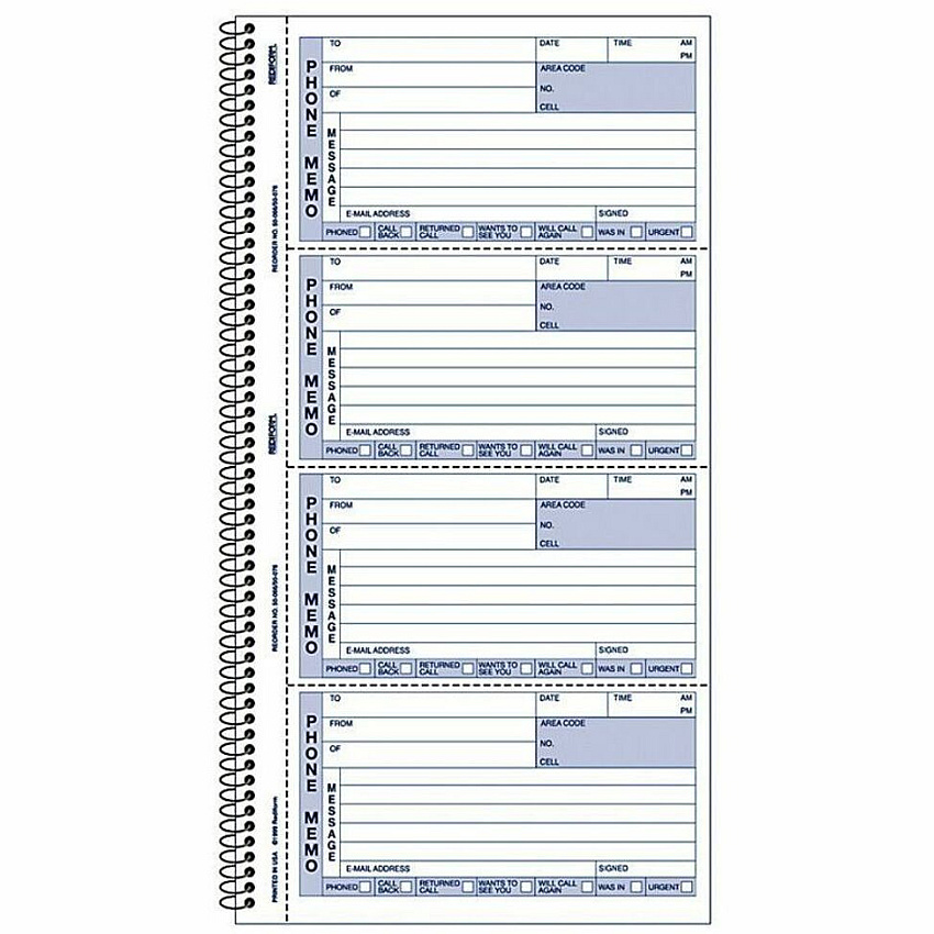 Rediform Memo Style Phone Message Book (RED50076)