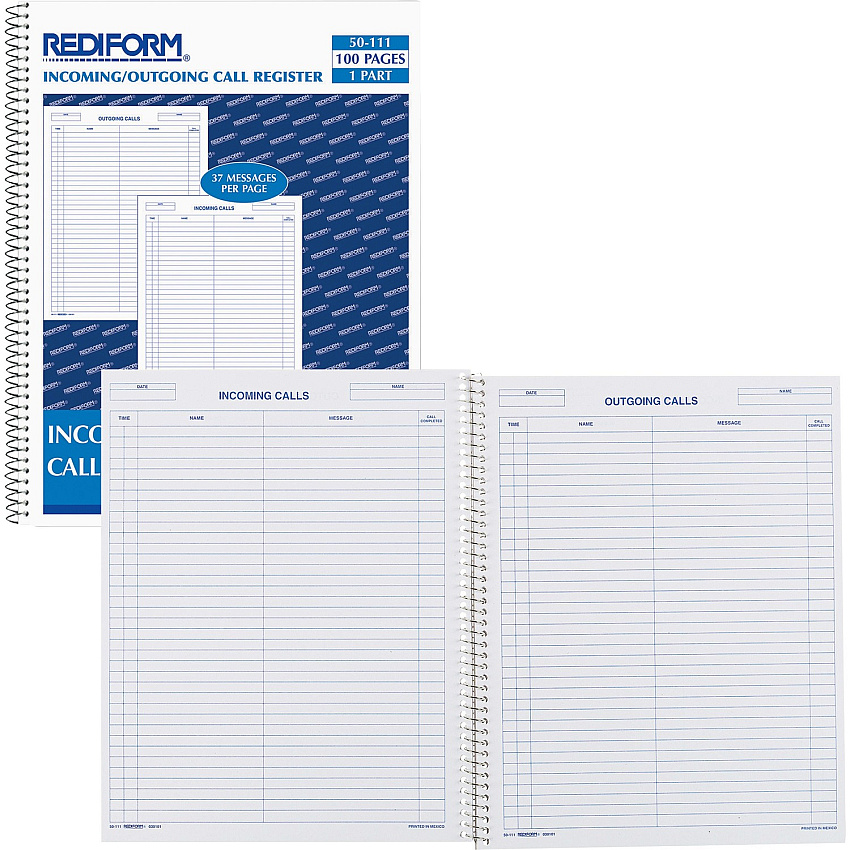 Rediform Incoming/Outgoing Call Register Book (RED50111)