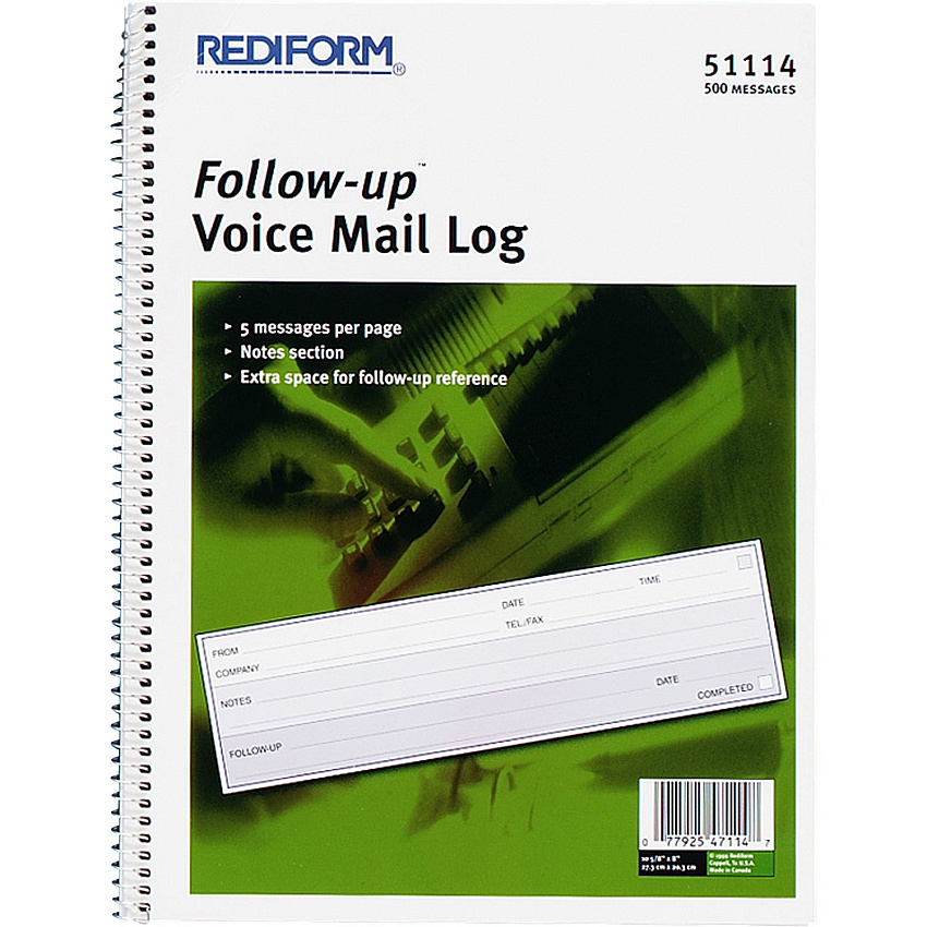 Rediform Follow-Up Voice Mail Log Book (RED51114)