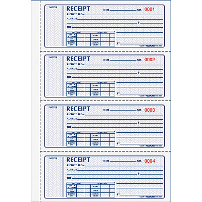 Rediform Money Receipt 4 Per Page Collection Forms (RED8L816)