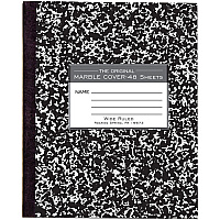 Roaring Spring Wide Ruled Flexible Cover Composition Book, 8.5" x 7" 48 Sheets, Black Marble (ROA77333)
