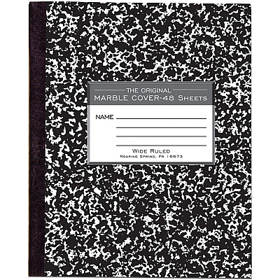 Roaring Spring Wide Ruled Flexible Cover Composition Book, 8.5" x 7" 48 Sheets, Black Marble (ROA77333)
