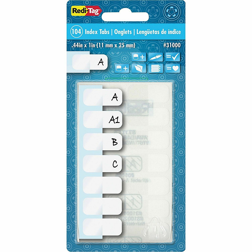 Redi-Tag Permanent Stick Write-On Index Tabs (RTG31000)