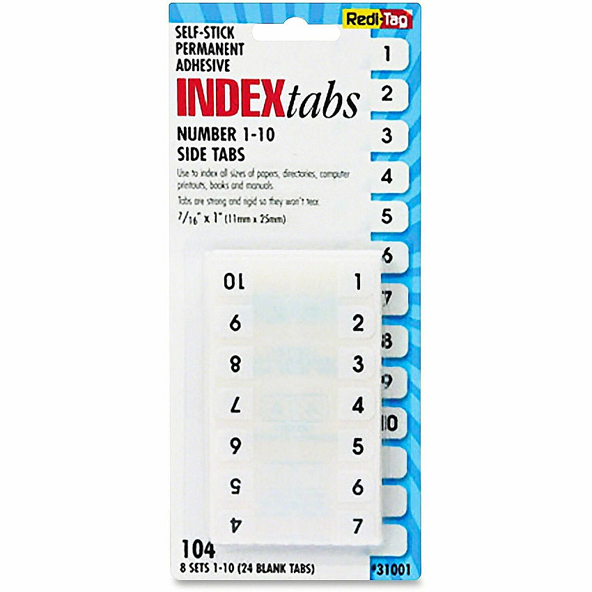 Redi-Tag Permanent Numbered Tab Indexes (RTG31001)