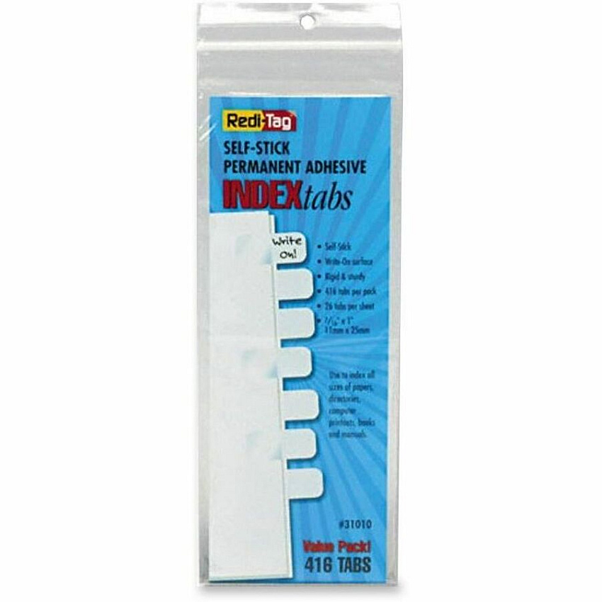 Redi-Tag Permanent Stick Write-On Index Tabs (RTG31010)