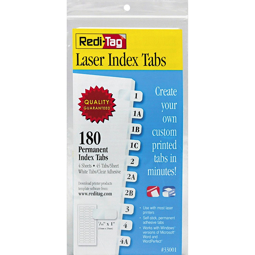 Redi-Tag Laser Printable Index Tabs (RTG33001)