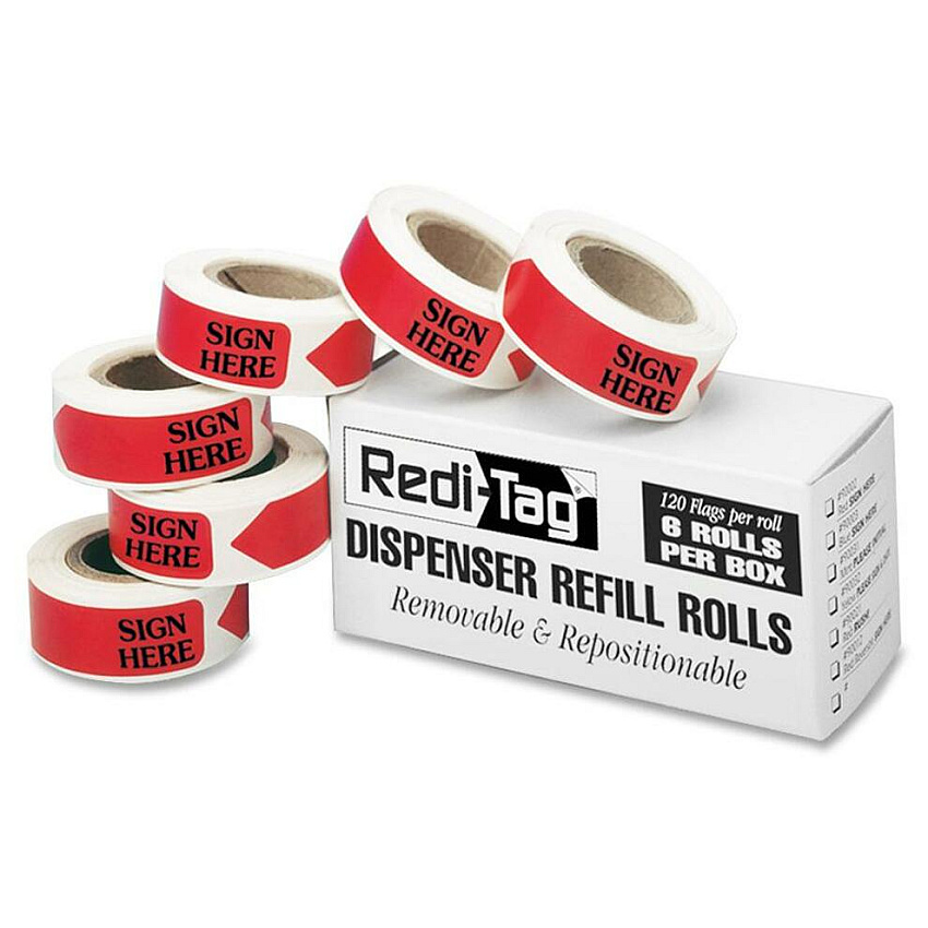 Redi-Tag Sign Here Arrow Flags Dispenser Refills (RTG91002)