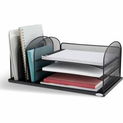 Safco Onyx 3 Tray/3 Upright Section Desk Organizer (3254BL)