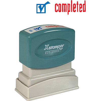 Xstamper Red/Blue COMPLETED Title Stamp (XST2026)