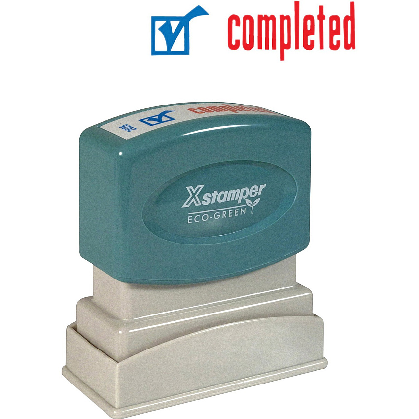 Xstamper Red/Blue COMPLETED Title Stamp (XST2026)