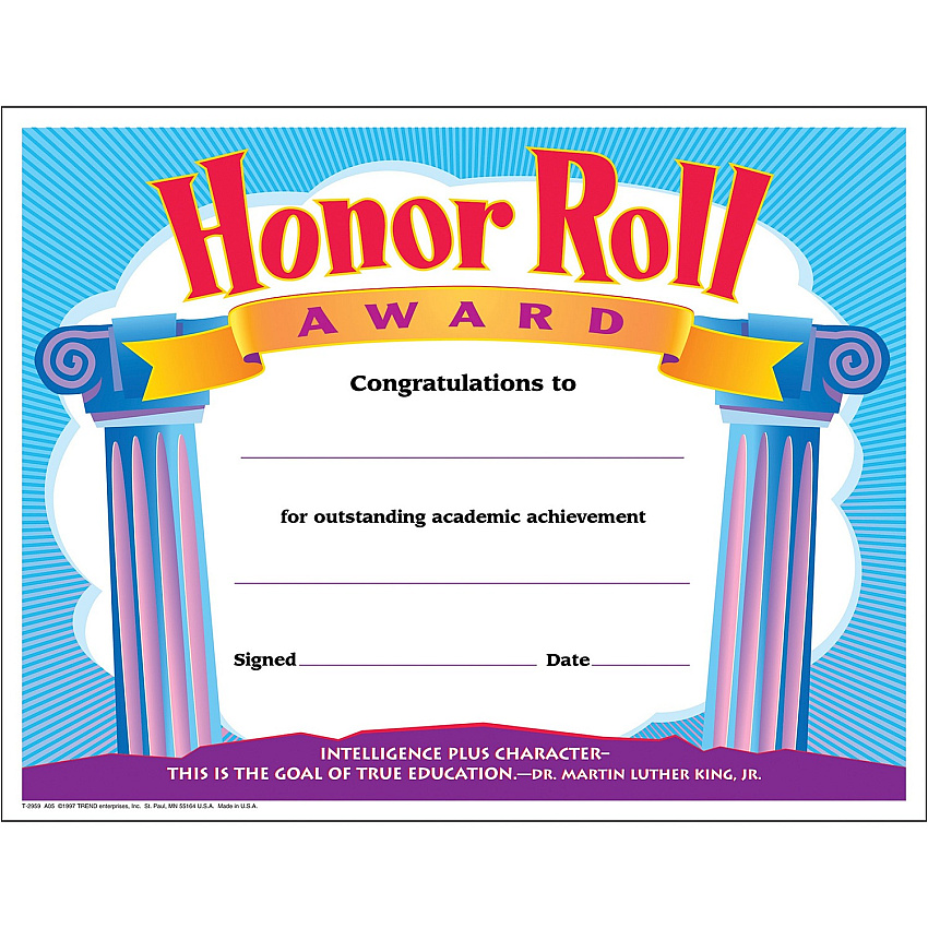 TREND Honor Roll Award Certificate (TEPT2959)