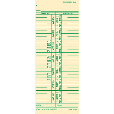 TOPS Numbered Days Time Cards (TOP12563)