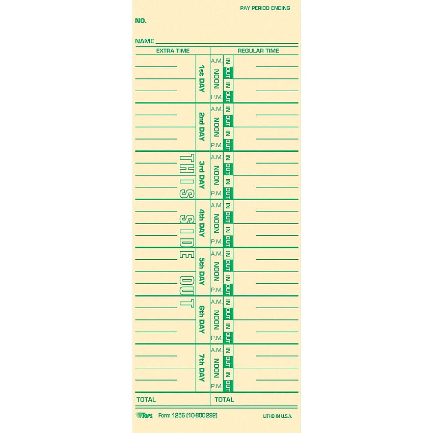 TOPS Numbered Days Time Cards (TOP12563)