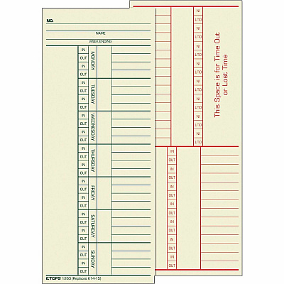 TOPS 2-Sided Weekly Time Cards (TOP1260)
