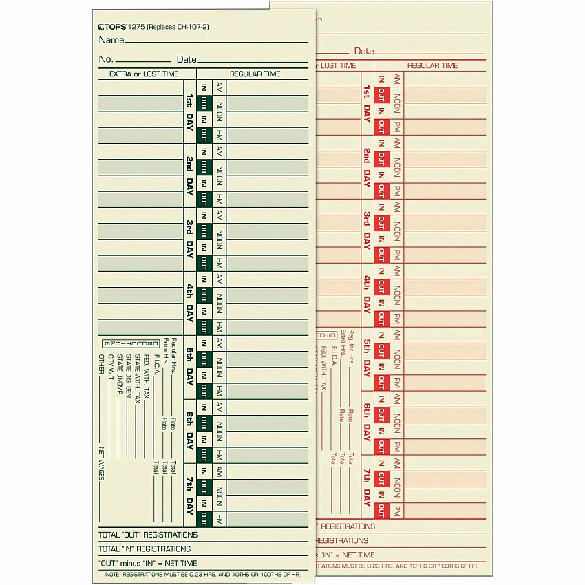 TOPS Bi-Weekly Time Clock Cards (TOP1275)