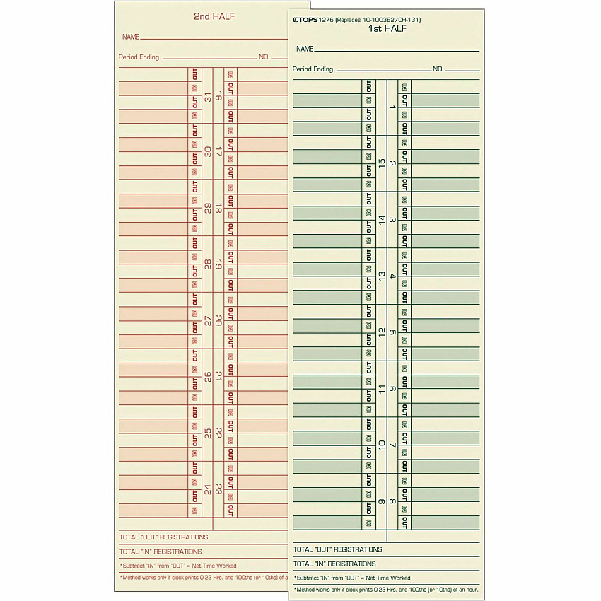 TOPS Semi-Monthly Time Cards (TOP1276)