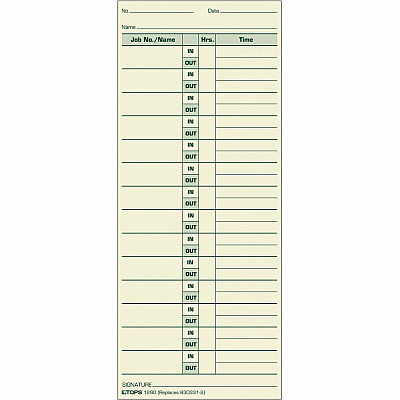 TOPS Job Cards Time Cards (TOP1290)