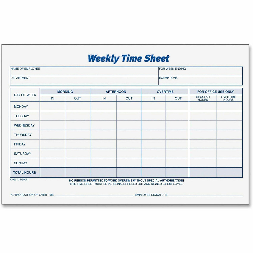 TOPS Weekly Timesheet Form (TOP30071)