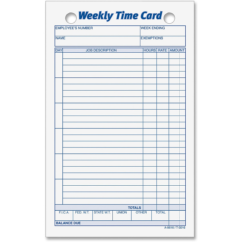 TOPS Weekly Handwritten Time Cards (TOP3016)