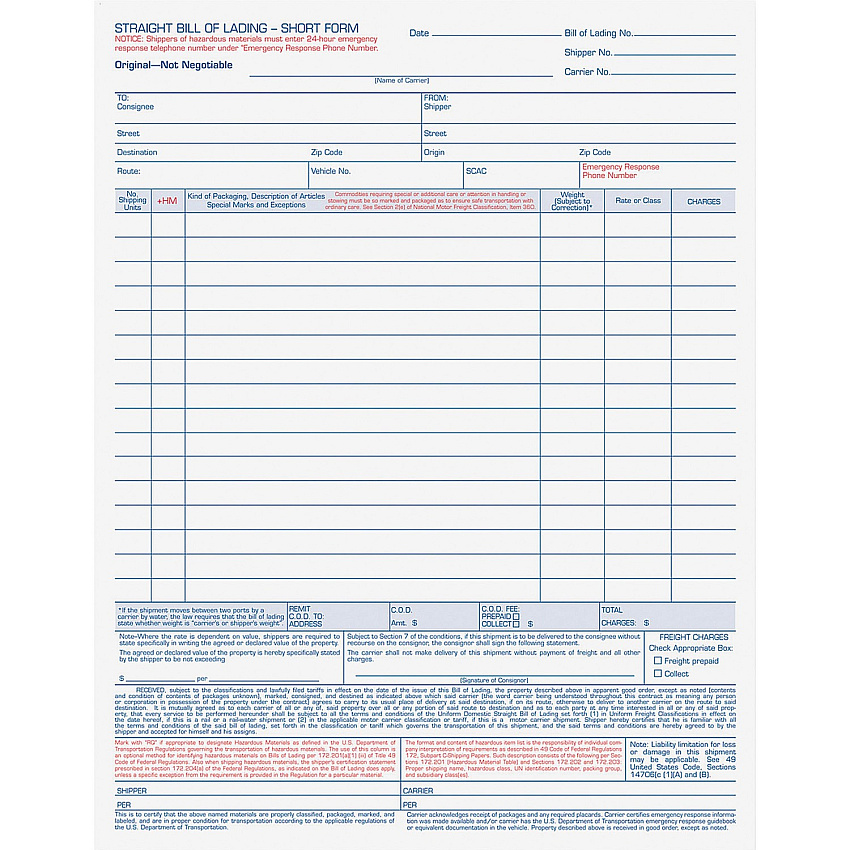 TOPS Bill-of-Lading Snap off 4-part Form Sets (TOP3847)